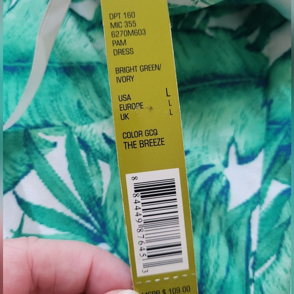 Gianni Bini Bright Green Ivory One Shoulder Pam The Breeze Dress Size Large - Picture 11 of 12